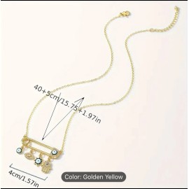 Unbranded French Paper clip Design With Evil Eye Accessories Gold Plated Women’s Necklace