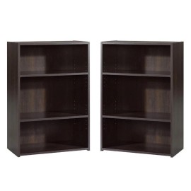 Home Square 2 Piece Modern Engineered Wood Bookcase Set in Cinnamon Cherry