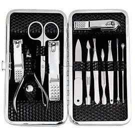 Triko Kit para Uñas, Set de 12 Piezas de manicura de Acero Inoxidable, Kit de Manicura y Pedicura, Cortaúñas, Kit de Aseo Profesional, Herramientas de