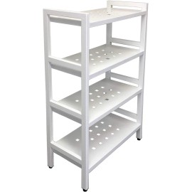 Anthology Spa Asta 4-Tier Free Standing Rectangular Bathroom Storage Shelf Rack Pure White