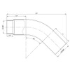 Chromed Exhaust Elbow,6" * 23", 5"ID, 45 Degree
