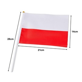 Runesol Poland Hand Flags, 14 x 21 cm, Mini Hand Flags of Countries, Stick Flags, Small Poland National Flags, Wimbledon, Hand Held Flags, Sports, Epiphany, Pack of 12