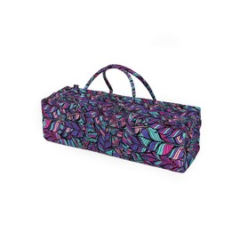 Yoga Studio Designed Yoga Kit Bag – Purple Feather, 71cm x 23cm x 18cm, Embroidered Lotus Cotton Yoga Bag with External Storage Pockets