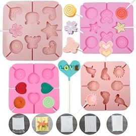 KUNHUI Silicone Lollipop Mold,Soft And Safe Cute Shape Fondant Mold,For Making Lollipop Chocolate Candy Cookie,with Lollipop Stick,Great for make Lollipop,Hard Candy,Chocolate