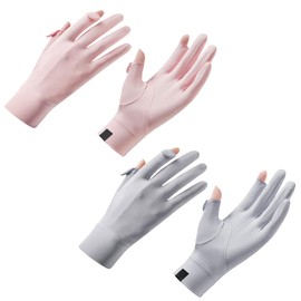 2pcs UV Protection Gloves Womens Mesh Sunblock Driving Gloves Girls Summer Cooling Silky Wrist Mittens Nonslip Cycling Gloves Touchscreen Fingerless Glove for Fishing Running Golf Sun Gloves
