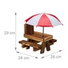 Relaxdays Squirrel Table Wooden Squirrel Bench with 2 Umbrellas Squirrel