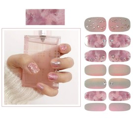 SIUSIO Pack of 112 8 Sheets Full Nail Wraps Nail Polish Stickers Gradient Glitter Nail Glue DIY Nail Art Stickers with 1 Piece Crystal Glass Nail Files for Women Girls