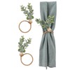 Ieron 6PCS Napkin Rings RusticNapkin Rings With Green Leaves Eucalyptus