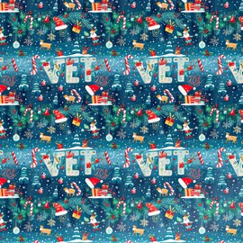 VET Christimas Wrapping Paper Veterinary Staff Sitting Dog Cat Animal Lovers Exclusive Graphic Veterinarian Text Festive Tech Nurse Assistant Gift Wrap Present Gift Clinic Rescue Pet Lover (30" x 72")