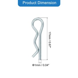 sourcing map 1 mm x 17 mm Cotter Pins Spring Fastener, Hitch Pins Retaining Pin R Clip Hairpin Carbon Steel Silver Tone 20 Pcs