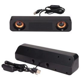 CHICIRIS Desktop Speaker, Portable HiFi Stereo, Long Wired Speaker, Stereo Subwoofer, USB Powered, 3.5mm Plug for TV, Computer, Gaming, Home Theater, Office