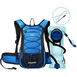 Mubasel Gear Insulated Hydration Backpack Pack with 2L BPA Free Bladder - Keeps Liquid Cool up to 4 Hours – for Running, Hiking, Cycling, Camping (Blue)