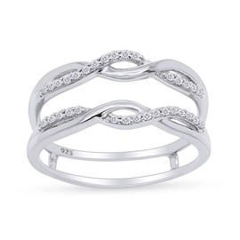 Round Cut Lab Created Moissanite Diamond Infinity Twisted Enhancer Guard Ring In 14K White Gold Plated 925 Sterling Silver Jewelry (G-H Color, 0.50 Cttw) Size -8