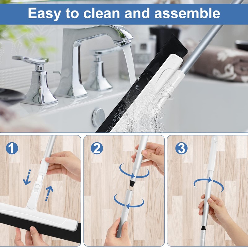 Newthinking Foam Floor Squeegee Long Handle, Wet Room Squeegee Floor
