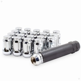 Wheel Accessories Parts Set of 20 12x1.25 Lug Nuts Chrome 1.38" Long Car Small Diameter Lug Nut Closed End Bulge Acorn 6 Spline with Key (M12x1.25, Chrome)