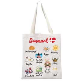 MEIKIUP Denmark Travel Culture Gift Danish Gems & Landmarks Souvenir Tote Bag Copenhagen Tourist Shoulder Bag (Denmark Tote Bag)