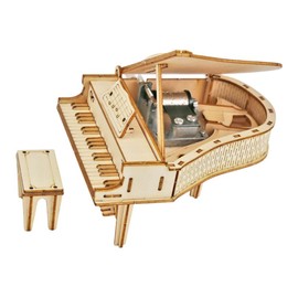Dickly DIY Toy Piano Music Box 3D Puzzles for Adults Building DIY Kit Wooden Music Box Puzzle for Kids Men Women Xmas Gifts, Style A