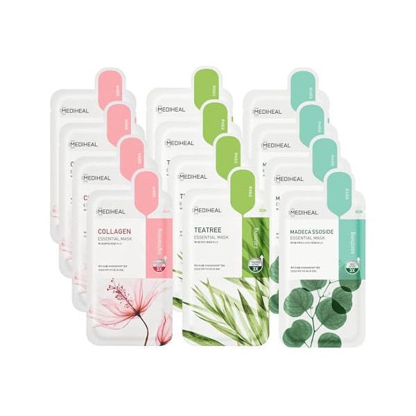 Mediheal Sheet Mask Essential HERO 12 Pack (Collagen, Tea Tree,