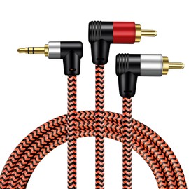 3.5mm to 2RCA Cable 1m, LiuTian Dual Shielded Gold Plated] 3.5mm Male to 2RCA Male Stereo Audio Adapter Coaxial Cable Nylon Braided AUX RCA Y Cord for Smartphones, MP3s, Tablets, Speakers, HDTVs