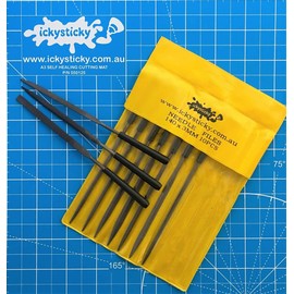 Ickysticky Needle Files 10-Piece Set, 140 mm x 3 mm Size, models carving, deburring, fixing jewelry, clocks, watches and wood carving craft