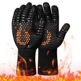 onlyfire BBQ Gloves 1472°F Heat Resistant Grill Gloves Fireproof Oven Gloves for Cooking, Grilling, Barbecue, Smoker, Baking, Frying, Black