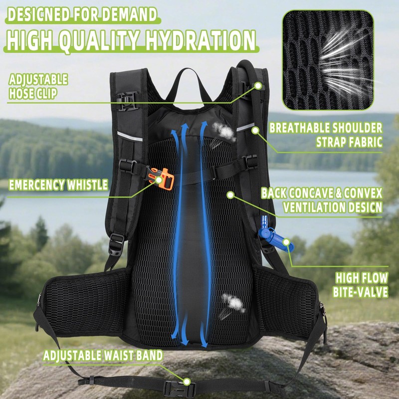 Hydration Backpack, Lightweight Water Backpack for Hiking with 3L Leak