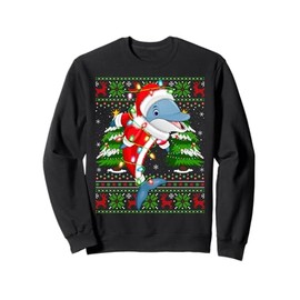 Dolphin Christmas Lights Santa Costume Ugly Xmas Sweaters Sweatshirt