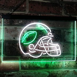 American Football Sport Man Cave Dual Color LED Neon Sign White & Green 12" x 8.5" st6s32-i2902-wg