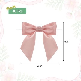 MECCANIXITY 30 Pcs Pre-Tied Bows Satin Ribbon Bows 4.5" Twist Ties Gift Bows for Craft DIY Candy Bags Christmas Wedding Decor Party Treat Bags Soft Pink