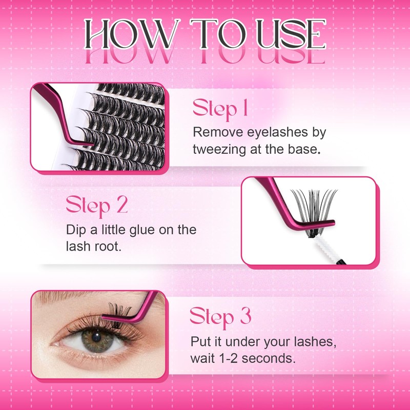 FADLASH Cluster Lashes D Curl Wispy Individual Lashes DIY Eyelash