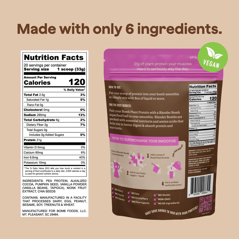 The Bomb Co. Bomb Plant Protein, Protein Powder with 21g