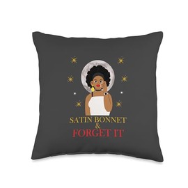 Satin Sleep Bonnet Cap Hair Coverings African American Women Throw Pillow