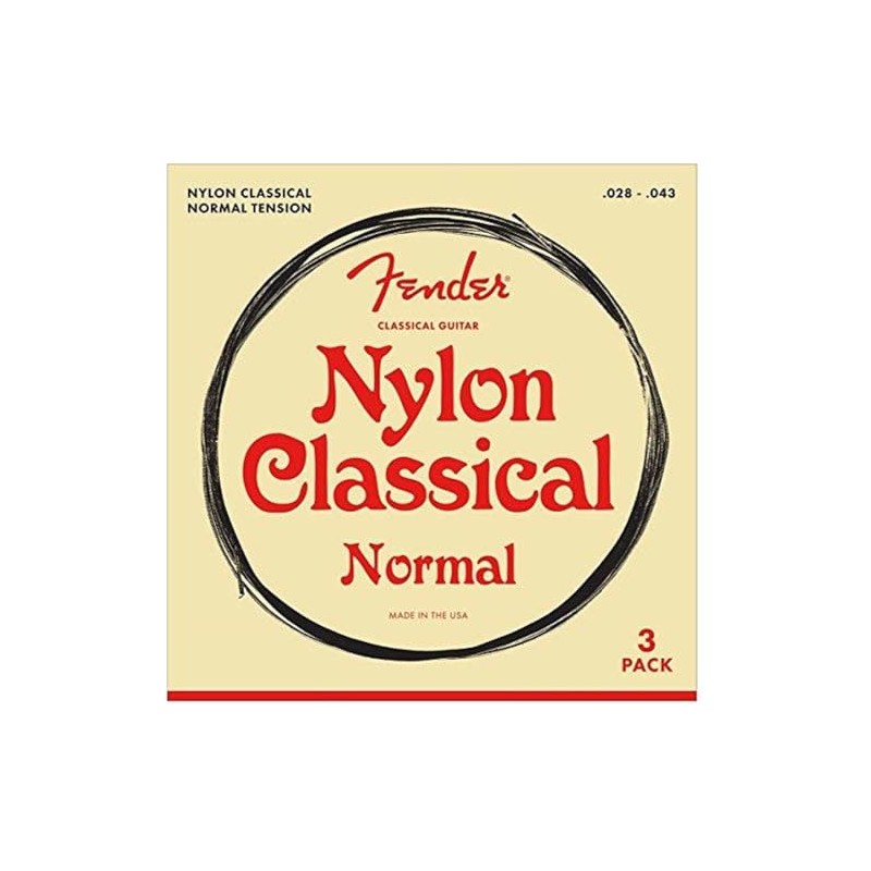 Fender Nylon Acoustic Strings, 100 Clear/Silver, Tie End, Gauges .028-.043,