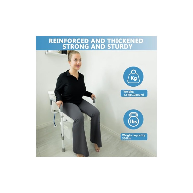 WeHwupe Raised Toilet Seat with Handles for Elderly - Toilet