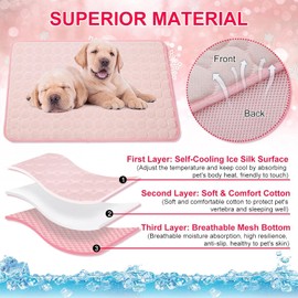 RETZLA Self Cooling Pet Dog Bed Mats, Cool Pads for Dogs and Cats, Comfortable Cooling Mat for Pets (Pink, 23.6"x19.7"/60 * 50CM)