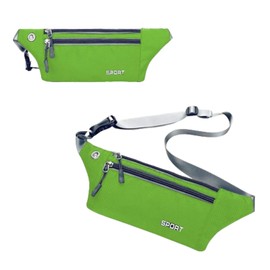 ProBytes BumBag - Running 3 Zipper Waist Bag, Adjustable Belt/Strap, Secure Buckle, Headphone Outlet, Waterproof, Money/Document Pouch, Outdoor, Camping, Travel, Sports, Cycling - Bright Green