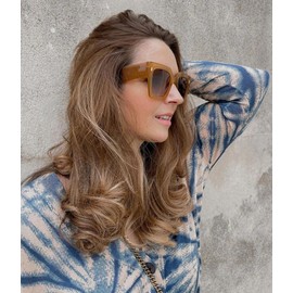 ZIMUSUN Fashion Oversized Square Sunglasses for Women Men Big Thick Frame Black Shades UV400 Protection(A4 Brown/Gradient Brown)