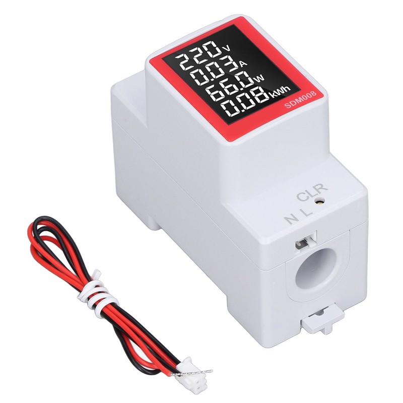 AC Digital Display Meter Rail Type Power Voltmeter Energy Reset