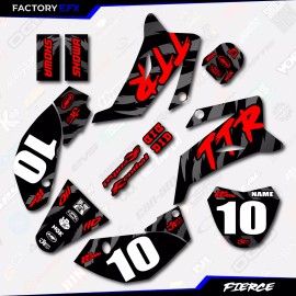 Factory EFX Black & Red Fierce Racing Graphics Kit fits 08-25 YAMAHA TTR110 TTR 110 Decals - No Numbers