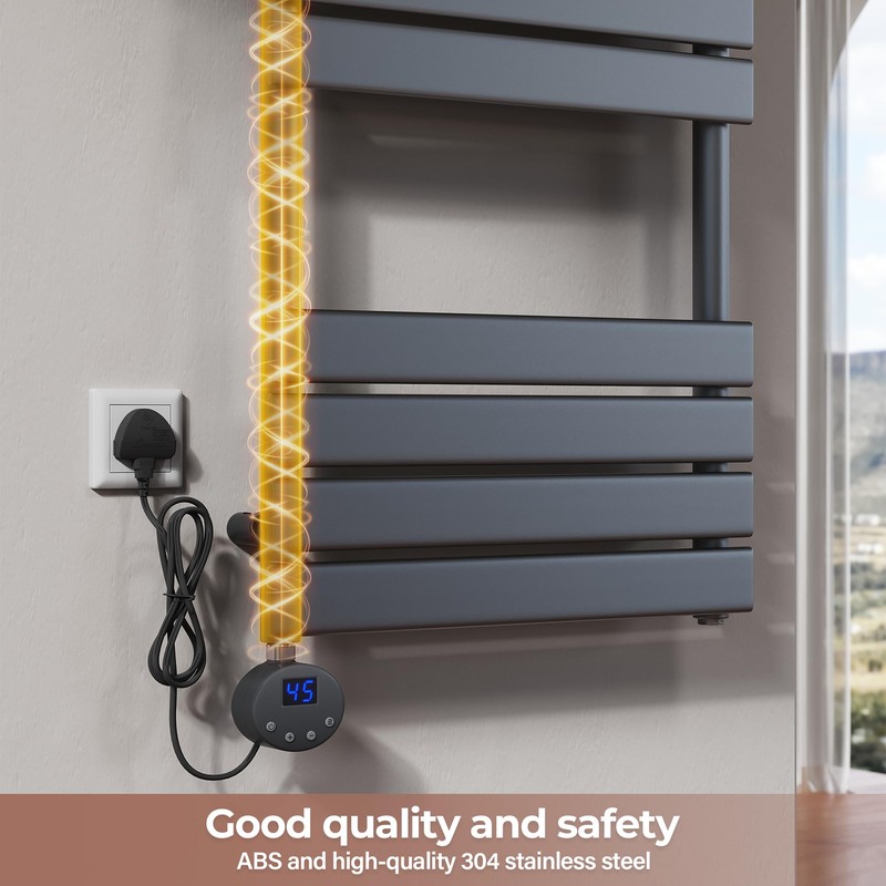 ELEGANT 800W Smart Thermostatic Towel Rail Electric Heating Element with