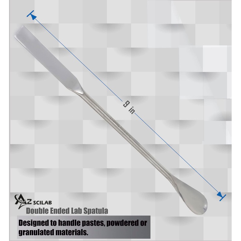 A2Z-DE002 Stainless Steel Double Ended Micro Lab Spatula Sampler, Square
