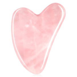 URAQT Gua Sha Massage Tool, Natural Jade Gua Sha Board, Quartz Jade Stone Gua Sha Facial Tool, Face Scraping Massager, Anti Aging Massage Beauty Tool for Face, Eye, Neck (Pink Love Heart)