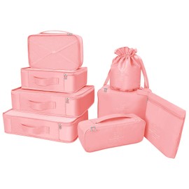 Cubos de embalaje, 8 juegos/7 colores, diseño más reciente, organizadores de equipaje de viaje, incluye bolsa de almacenamiento impermeable para zapatos, bolsas de compresión convenientes para viaj