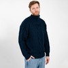 SAOL Aran Sweater for Men's Irish Fishermen Wool Zip Neck