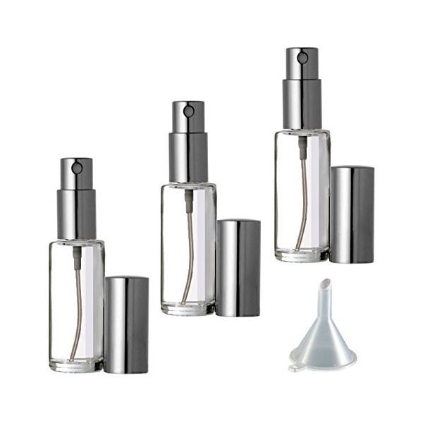 Riverrun Perfume Cologne Atomizer Empty Refillable Glass Bottle Fine Mist Sprayer 5ml 1/6 oz (Set of 6 - Silver)