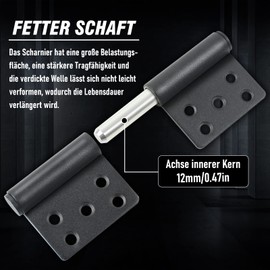 HOIIME Pack of 2 304 Stainless Steel Door Hinge, 360 Degree Flag Hinges, Screw-On Hinge Foldable for Unfolded Wooden Doors & Interior Doors, Room Door & Garden Gate, Load Capacity up to 80 kg (Black)