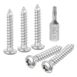 sourcing map M3 x 16mm Button Head Torx Security Sheet Metal Screws, 50pcs 304 Stainless Steel Tamper Resistant Self Tapping Screws, Anti-Theft Wood Screws with T10 Bit (Silver)