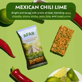Afar Savory Protein Bars – Low Sugar, High Protein – Healthy Snacks for Adults – Meal Replacement Bar – Rice Crispy Texture – Vegan, Gluten Free (8 Bars, Mexican Chili Lime)