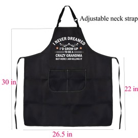 BNQL Grandma Apron With Pockets Grandma Gifts I Never Dreamed I'd Grow Up To Be a Crazy Grandma Apron Gift Funny Grandmother Gifts