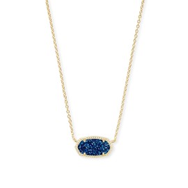 Kendra Scott Elisa Pendant Necklace for Women, Fashion Jewelry, 14k Gold-Plated, Blue Drusy
